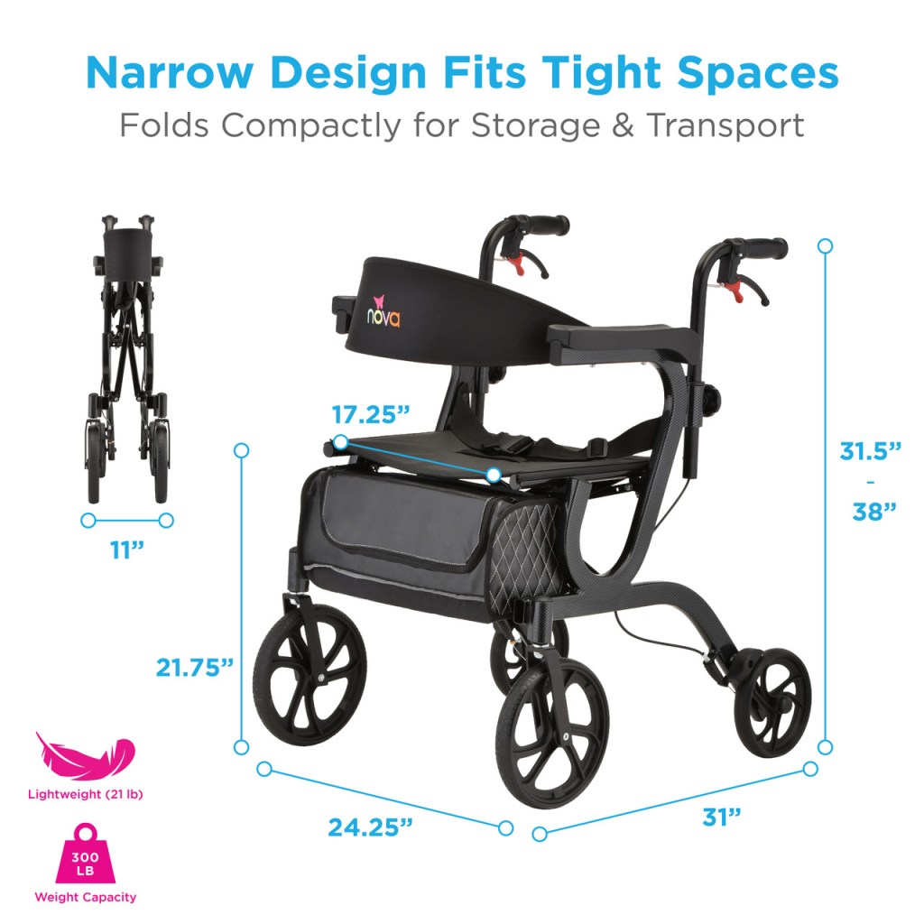 Nova Gemini 2 in 1 Rollator Transport Chair