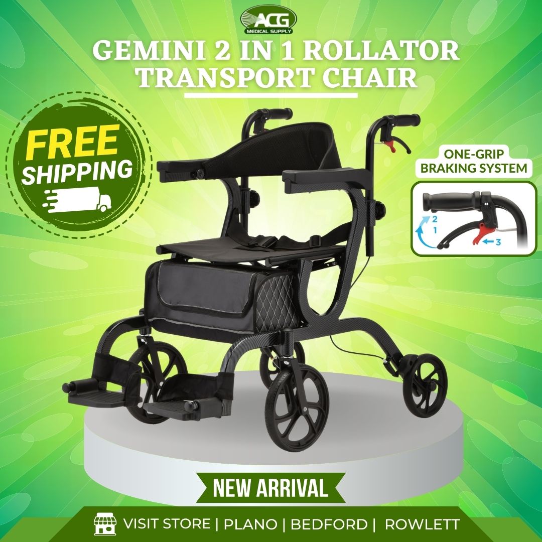 Gemini Hybrid 2 in 1 Rollator Transport Chair